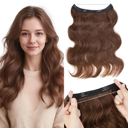 Miniatura 12 de MY-LADY - Extensiones de cabello humano real, extensiones de cabello humano real, 12 pulgadas, color marrón oscuro, extensiones de cabello largo