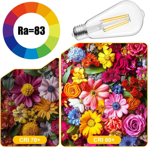 Miniatura 6 de Brightown Paquete de 4 bombillas LED Edison, 6 W, equivalente a 60 W, alto brillo blanco cálido de 2700 K, 750 lúmenes, no regulables, bombillas
