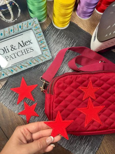 Miniatura 2 de Parches para planchar - Parche de estrella roja 5 piezas Parche bordado apliques A-169 Rojo