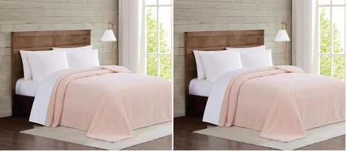 Miniatura 18 de Brooklyn Loom Marshmallow Sherpa Dusty Rose Twin XL Manta 100% microfibra de poliéster, temática casual sólida, ropa de cama para adultos, Rosa