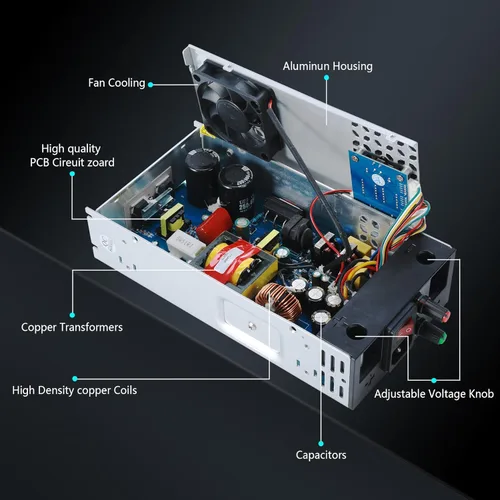 Miniatura 3 de Actualización ajustable (0-30V 0-17A) 500W DC Fuente de alimentación conmutada AC-DC Transformador con botones ajustablesSistema de sensor de 0-30V
