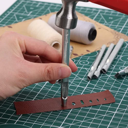 Miniatura 6 de Utoolmart Perforador de cuero para manualidades, perforador hueco ovalado, herramienta de perforación de manualidades, herramienta de corte