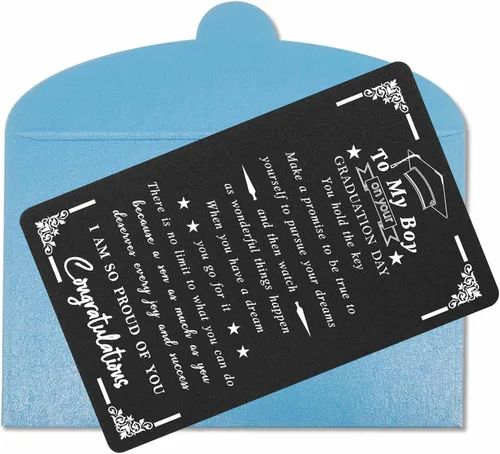 Miniatura 6 de Levole Regalos de graduación para hombres y niños, tarjeta de felicitación para graduación de hijo, regalo con texto en inglés "I am So Proud of