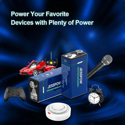 Miniatura 4 de Paquete de 8 baterías recargables de 9 voltios, recargables por USB, batería de litio de alta capacidad de 1300 mAh 9 V con cable de carga tipo C