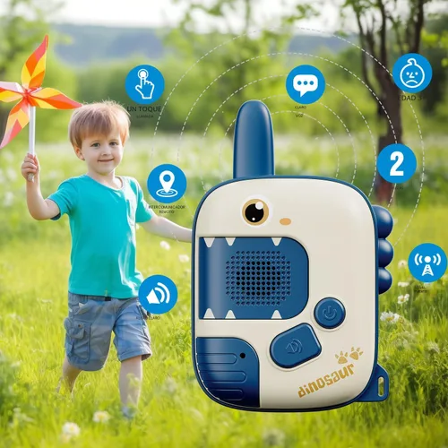 Miniatura 5 de Dino Walkie Talkies para niños, juguetes de dinosaurio para niños de 3-5-7, juguetes para niños pequeños, paquete de 2 regalos de cumpleaños para 3
