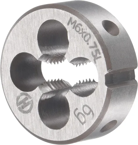 Miniatura 4 de uxcell M6 x 0.030 in métrico mano izquierda juego de machos y troqueles, rosca de máquina con troquel de roscado redondo, kit de grifo y troquel