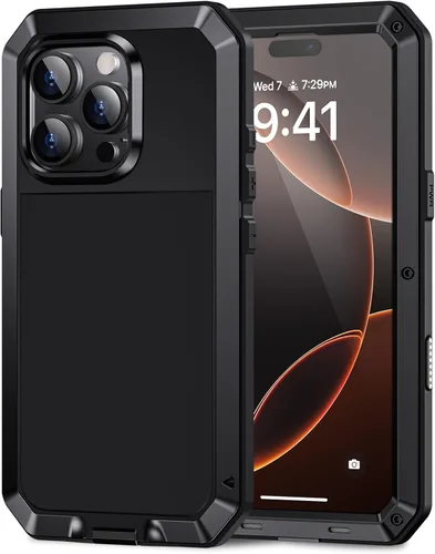 Miniatura 19 de Lanhiem Funda para iPhone 7 Plus/8 Plus, resistente a los golpes, [Tough Armour], funda de metal con protector de pantalla integrado, funda Negro