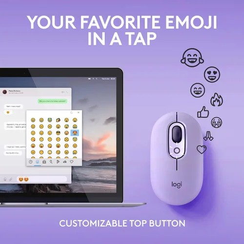 Miniatura 3 de Logitech POP Mouse, ratón inalámbrico con emojis personalizables, tecnología SilentTouch, desplazamiento de precisión/velocidad, diseño compacto