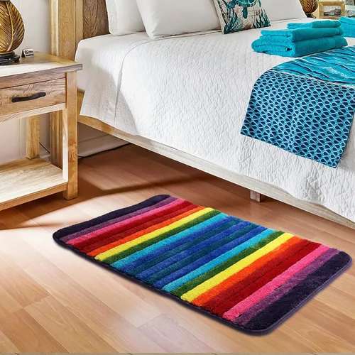 Miniatura 6 de NIENLCIP Alfombras de Baño Arcoíris Coloridas de Microfibra, Tapete de Baño Antideslizante de Felpa, Alfombras de Piso Absorbentes de Agua, Tapete