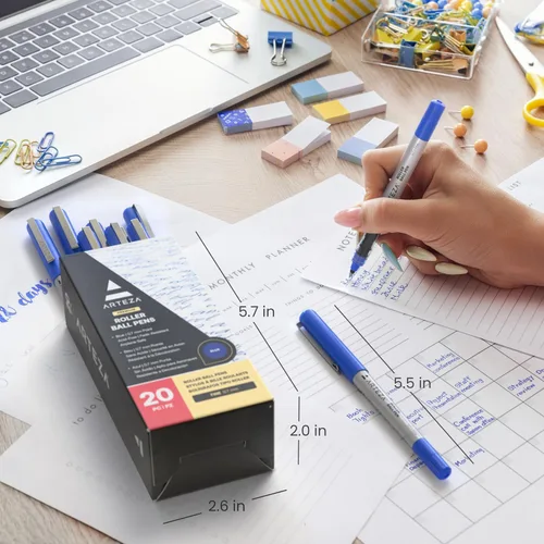 Miniatura 5 de ARTEZA Paquete de 20 bolígrafos de punta fina de 0.028 in para tomar notas, diario de viñetas, planificación, escritura de oficina y notas