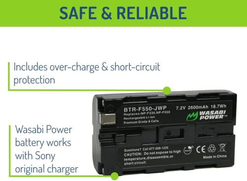 Miniatura 3 de Wasabi Power Batería para Sony NP-F330, NP-F530, NP-F550, NP-F570 (2600mAh, Serie L) y CN-160, CN-216, CN-126 Series, Atomos Ninja V, Shinobi