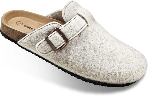 Miniatura 21 de BULLIANT Zuecos pantuflas sandalias de enfermería zapatos de trabajo para hombres y mujeres, parte superior con forro polar + plantilla de corcho