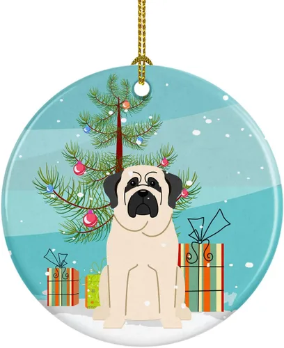 Miniatura 26 de Caroline's Treasures Adorno de cerámica para árbol de Navidad, Laika Spitz de Siberia Occidental, decoración colgante para árbol de Navidad