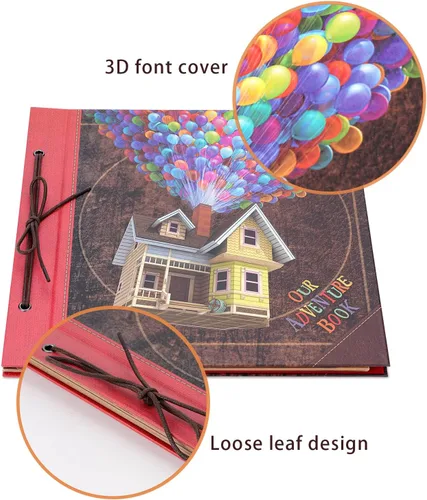 Miniatura 4 de JIMBON Big Adventure Book - Álbum de fotos de 12 x 12 pulgadas, 60 páginas, letras retro en relieve 3D de tapa dura, libro de recuerdos de viaje