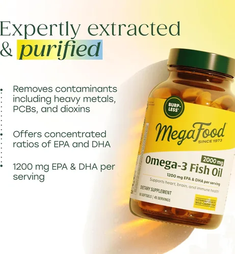 Miniatura 4 de MegaFood Suplementos Omega 3 de aceite de pescado de 2000 mg – Sin eructos y aceite de limón infundido – Suplemento de apoyo para corazón, cerebro