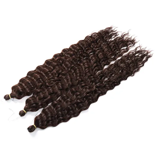 Miniatura 8 de MAYSA Extensiones de cabello sintético de ganchillo con ondas oceánicas, color 4 marrón, 22 pulgadas, rizado trenzado, extensiones de cabello
