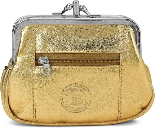 Miniatura 15 de Leatherboss - Cartera de piel auténtica con doble marco y bolsillo con cremallera