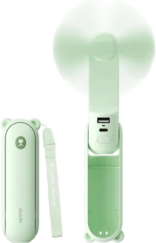 Miniatura 11 de JISULIFE Mini ventilador de mano, ventilador de mano 3 en 1, ventilador de bolsillo pequeño recargable por USB, ventilador de batería