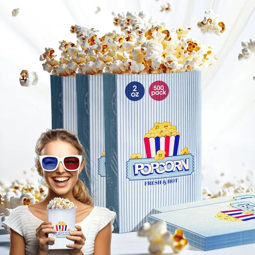 Bolsas de palomitas de maíz de estilo vintage, fondo plano, 2 onzas, 500 unidades, porciones individuales, a granel, perfectas para fiestas, noches