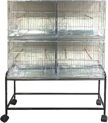 Miniatura 11 de Combo: Galvanizado galvanizado apilar y bloquear criador jaula de vuelo de aves crianza nido puerta separador extraíble con soporte rodante