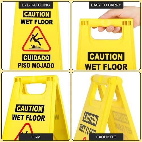 Miniatura 4 de XPCARE Paquete de 8 letreros de advertencia de precaución para piso, 17.5 pulgadas, color amarillo, señales de advertencia de seguridad para suelo