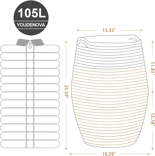 Miniatura 2 de YOUDENOVA - Cesta grande para ropa sucia de cuerda de algodón tejida,canasto de lavandería para el cuarto de lavar o el dormitorio, 25.6 pulgadas