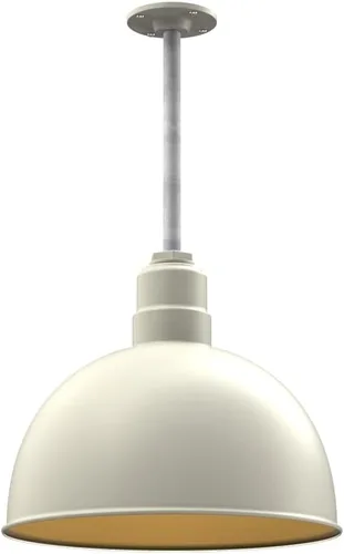 Miniatura 50 de Steel Lighting Co. Colgante de cuenco rosa Lámpara montada en el techo Cúpula de 15 pulgadas vástago de 12 pulgadas Estilo granero de acero