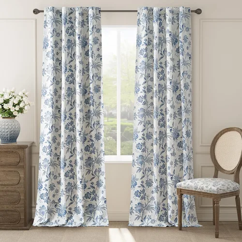 Miniatura 29 de jinchan Cortinas Opacas Florales para Dormitorio, 63 Pulgadas de Largo Cortinas Opacas con Estampado de Flores, Estilo Campo Francés con Pestañas
