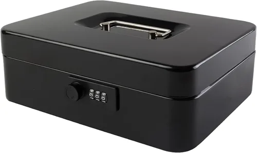 Miniatura 25 de KYODOLED Caja de dinero grande con cerradura de combinación, caja de dinero de metal segura con bandeja para dinero para caja de seguridad de 9.84 x