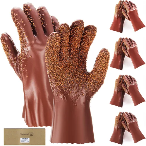 Miniatura 8 de Teenyyou 2 pares de guantes extendidos de serpiente, antideslizantes y reutilizables, de PVC, resistentes a la abrasión, limpieza de drenaje