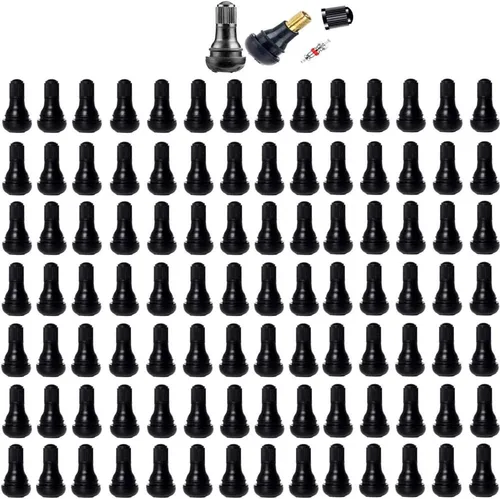 100 piezas TR412 - Vástago de válvula de neumático de goma negra corta a presión para orificios de llanta sin cámara de 0.453 pulgadas 0.453 in en
