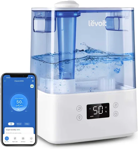 LEVOIT Classic300S Humidificador ultrasónico inteligente de llenado superior, tanque extra grande de 6 litros para toda la familia, aplicación y