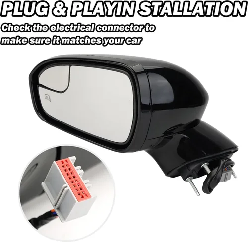 Miniatura 5 de Espejo Lateral Izquierdo del Conductor para Ford Fusion Sedan S SE SE Híbrido 2013 2014 2015 2016, Espejo Eléctrico con Calefacción, Luz de Señal