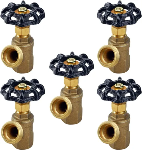 Midline Valve 6834G-5 Válvula de drenaje de caldera con caja de relleno 1/2 pulg. entrada FIP x 3/4 pulg. salida MHT, latón, sin plomo (paquete de 5)