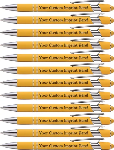 Miniatura 7 de ExpressDesigns™ - Bolígrafos personalizados premium con lápiz óptico Ráfaga de color Bolígrafos personalizados con nombre impreso de metal suave