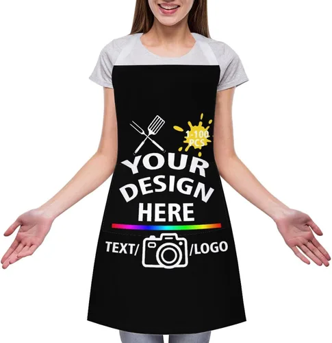 Miniatura 13 de Delantal personalizado para mujeres y hombres, diseña tu divertido texto, logotipo, imagen, delantales de cocina, 1-100 piezas, chef personalizado
