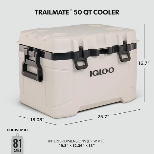 Miniatura 2 de Igloo Trailmate Cooler Cofre de hielo con carcasa dura aislada Hueso de 50 cuartos