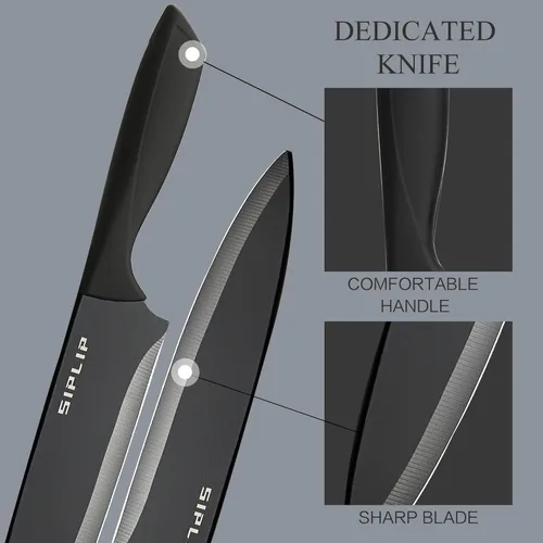 Miniatura 4 de Juego de cuchillos de cocina SipLip con soporte magnético para cuchillos, juego de 15 piezas de cuchillos de cocina de acero inoxidable de alto