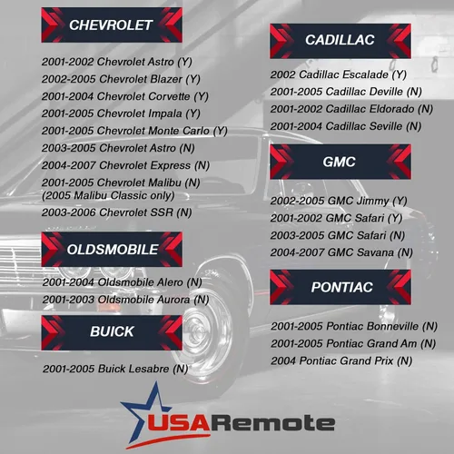Miniatura 4 de Llavero de control remoto de entrada sin llave para automóvil compatible con Chevy Impala Monte Carlo 2001-2005 / Pontiac Grand Prix 2004 Negro