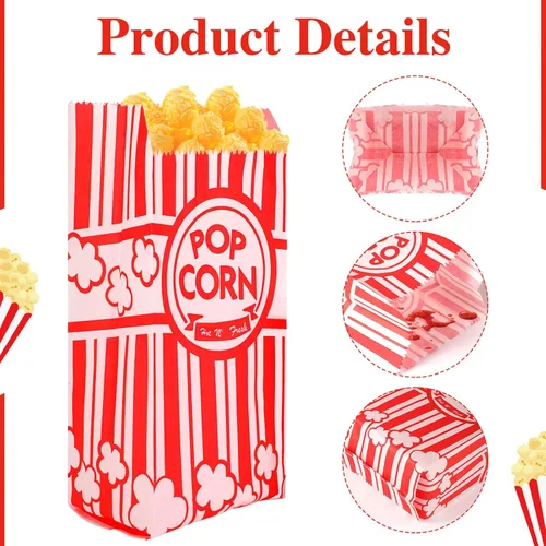 Miniatura 4 de 600 bolsas de palomitas de maíz, bolsas de papel de 1 oz, porciones individuales a granel para máquinas de palomitas de maíz, noches de cine