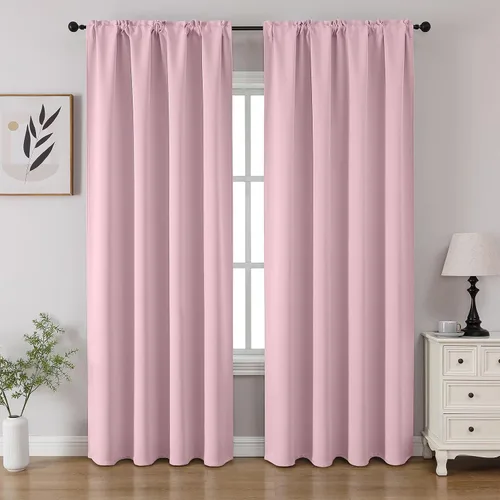 Miniatura 43 de CUCRAF - Cortinas opacas beige de 45 pulgadas, juego de 2 paneles con bolsillo para barra, cortinas para oscurecer dormitorios y sala de estar