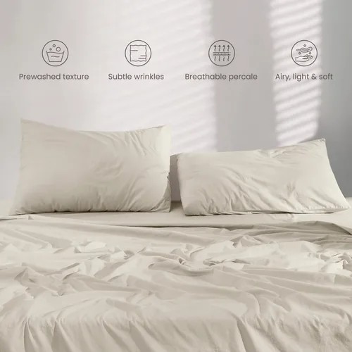 Miniatura 3 de BIOWEAVES 100% Organic Washed Cotton Percale Weave Sheets Twin, GOTS Certified Sheets for Twin Size Bed, 17” Deep Pocket – 3 Piece Set, Frozen Dew