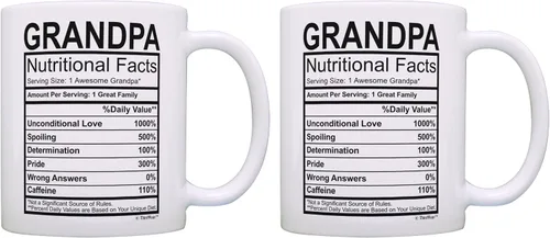 Miniatura 14 de Taza del día del padre para el abuelo con etiqueta de datos nutricionales, regalos divertidos para el abuelo de 11 onzas, taza de café, taza de té