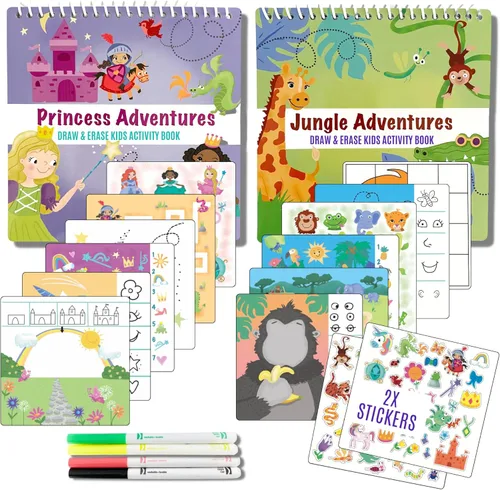 Miniatura 15 de Libro de Actividad Educativa de Viaje para Niños Totebook con Marcadores Lavables - Actividades de Auto y Avión, Juguetes Educativos para Niños