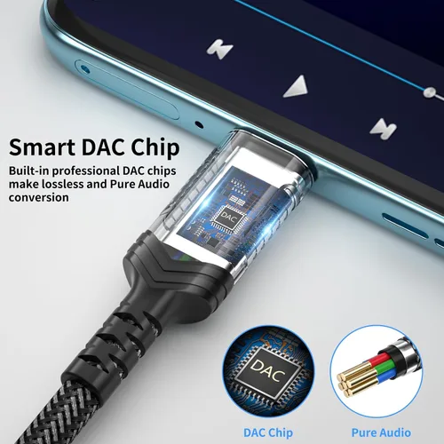 Miniatura 5 de Adaptador de audio USB C a 0.138 in para Motorola Edge+ para iPhone 17 17e Air 16 16e 15 Pro, tipo C macho a hembra Aux Jack Dongle Cable