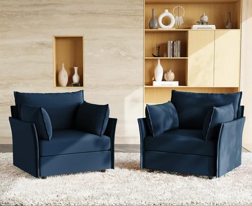 Miniatura 20 de ABCASA Silla de Acento de Gran Tamaño, Sillón Moderno Tapizado con Respaldo Extraíble y Funda Desmontable, Asiento de 24.5 Pulgadas de Profundidad
