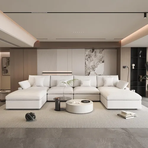 WJShome Sofá modular modular para sala de estar, sofá en forma de U relleno de plumón de 160 pulgadas con otomana, modernos sofás convertibles de 6