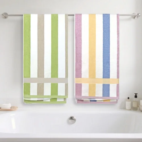 Miniatura 7 de Jacquotha Paquete de 2 toallas de ducha a rayas, toallas de baño superabsorbentes de secado rápido para uso diario, juego de toallas de baño grandes