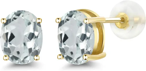 Miniatura 78 de Gem Stone King Aretes de oro de 14 quilates con piedra natal ovalada de 0.315 x 0.236 in Aretes de oro para mujer