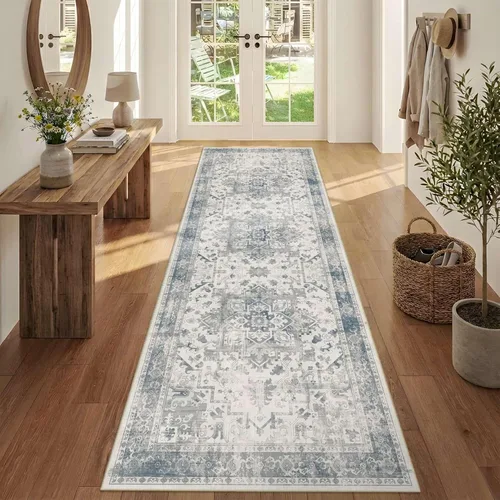 Miniatura 73 de Rugxara Alfombra de entrada lavable de 3 x 5, alfombras de pasillo bohemias antideslizantes para pasillo, entrada, cocina, baño, cuarto